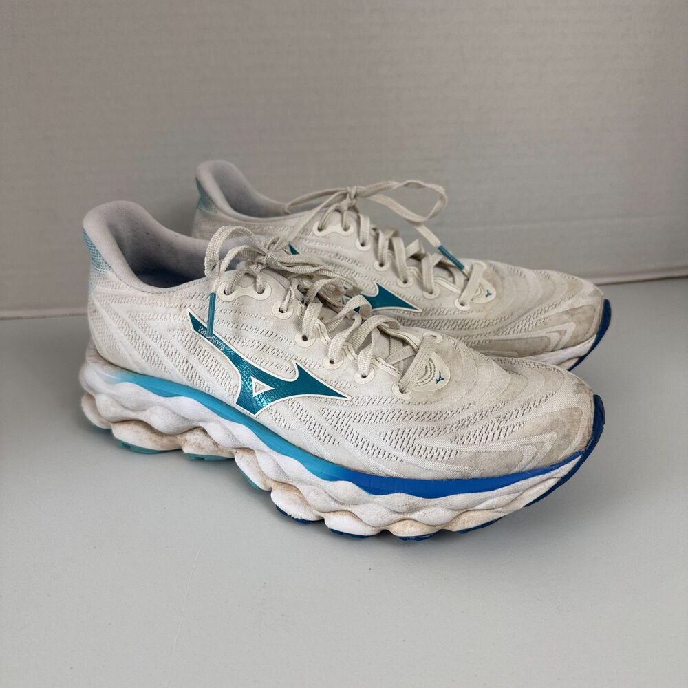 Mizuno Wave Sky 8 Women's 8.5 White Blue Running Shoes J1GD240221
